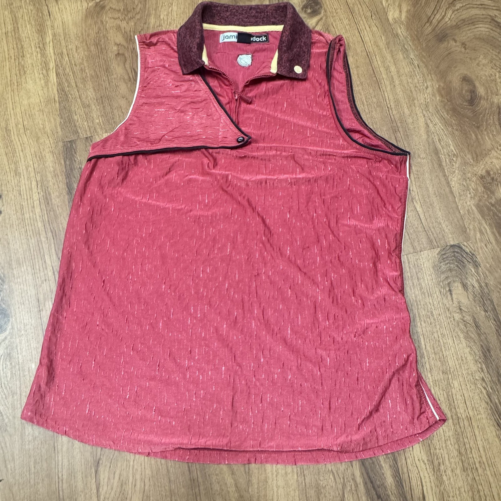 Jamie Sadock Womens Red Sleeveless Golf Tank‎ Top sz L Y2K 1/4 zip tennis